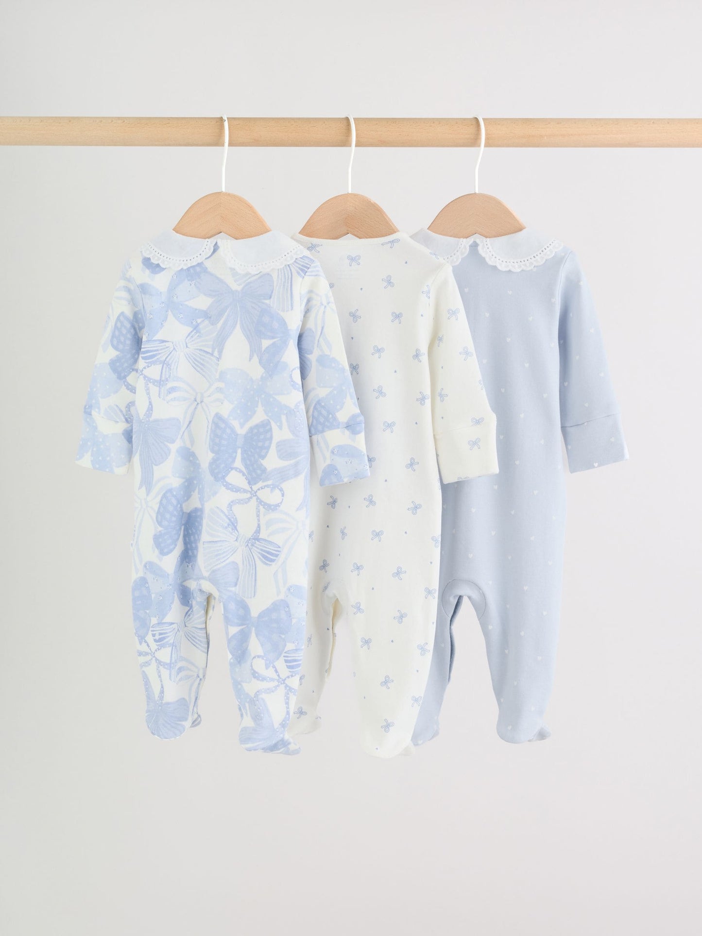 Blue Baby Sleepsuits 3 Pack (0mths-2yrs) image 2