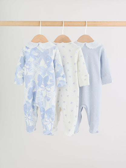 Blue Baby Sleepsuits 3 Pack (0mths-2yrs) image 2