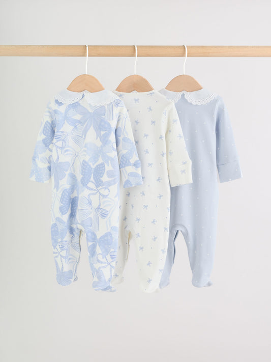 Blue Baby Sleepsuits 3 Pack (0mths-2yrs) image 2