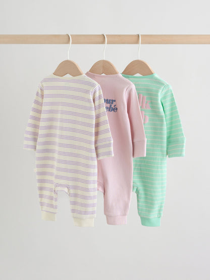 Lilac Purple Milk Club Two Way Zip Baby Sleepsuits 3 Pack (0mths-3yrs) image 2