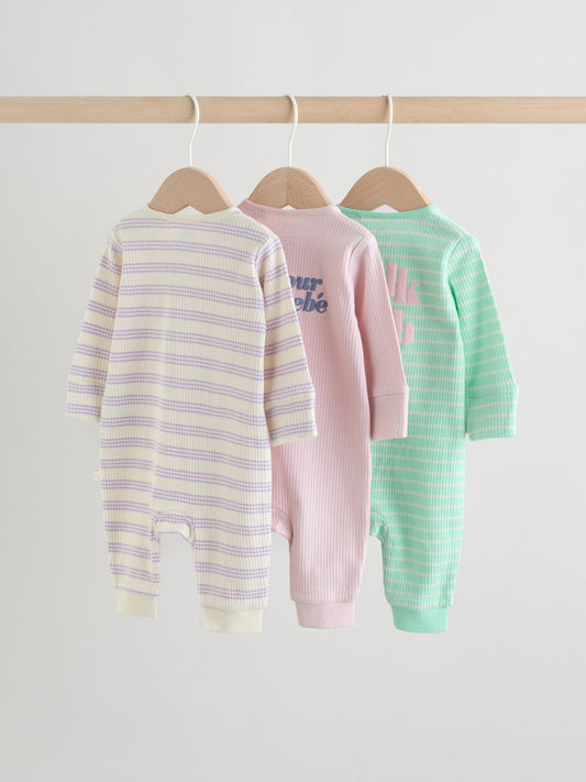 Lilac Purple Milk Club Two Way Zip Baby Sleepsuits 3 Pack (0mths-3yrs) image 2