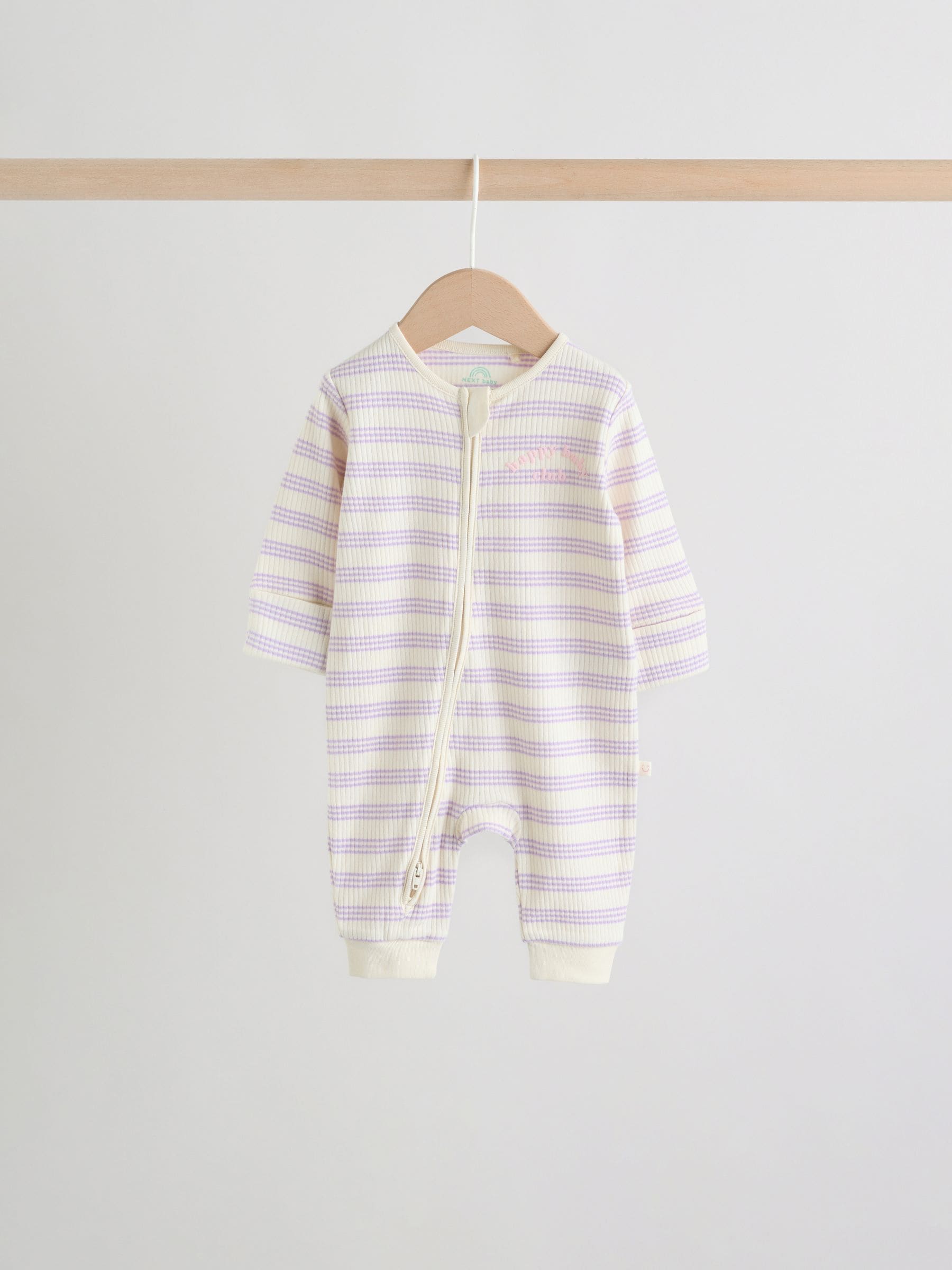 Lilac Purple Milk Club Two Way Zip Baby Sleepsuits 3 Pack (0mths-3yrs) image 3