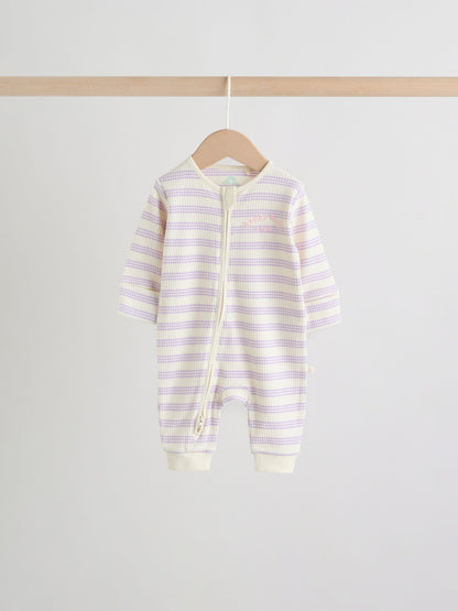 Lilac Purple Milk Club Two Way Zip Baby Sleepsuits 3 Pack (0mths-3yrs) image 3