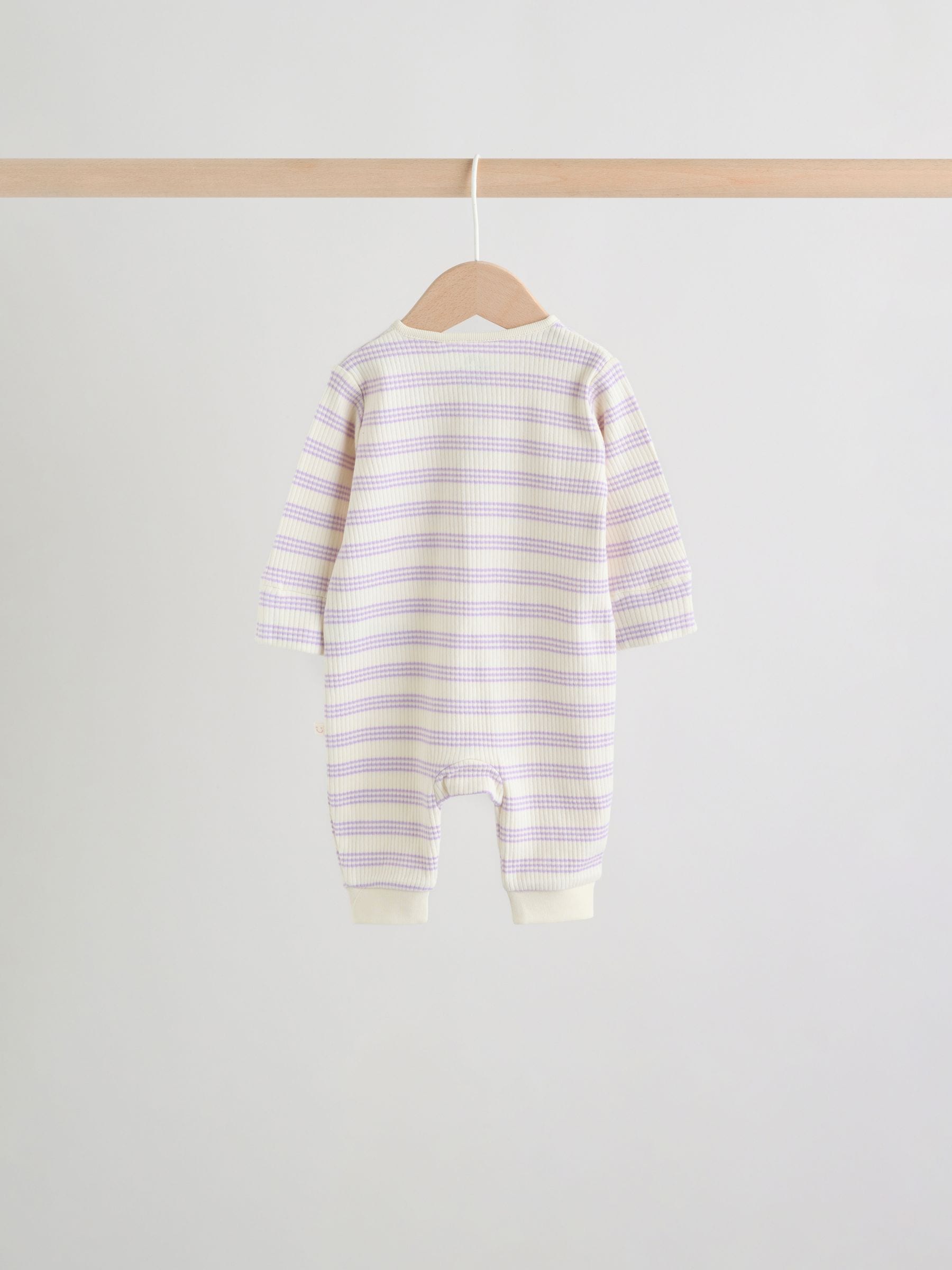 Lilac Purple Milk Club Two Way Zip Baby Sleepsuits 3 Pack (0mths-3yrs) image 4