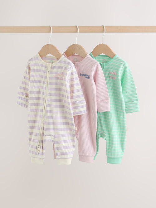 Lilac Purple Milk Club Two Way Zip Baby Sleepsuits 3 Pack (0mths-3yrs) image 1