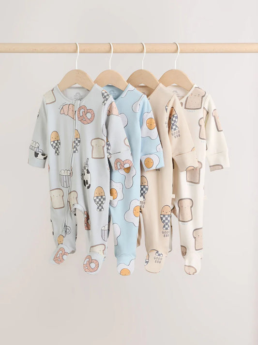 Minerals 4 Pack Two Way Zip Baby Sleepsuits (0mths-2yrs)