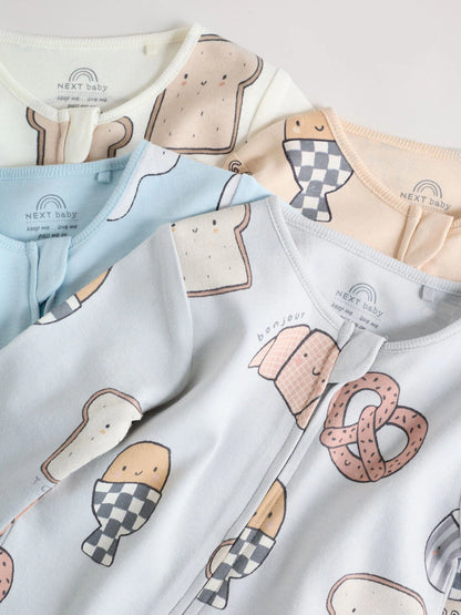 Minerals 4 Pack Two Way Zip Baby Sleepsuits (0mths-2yrs)