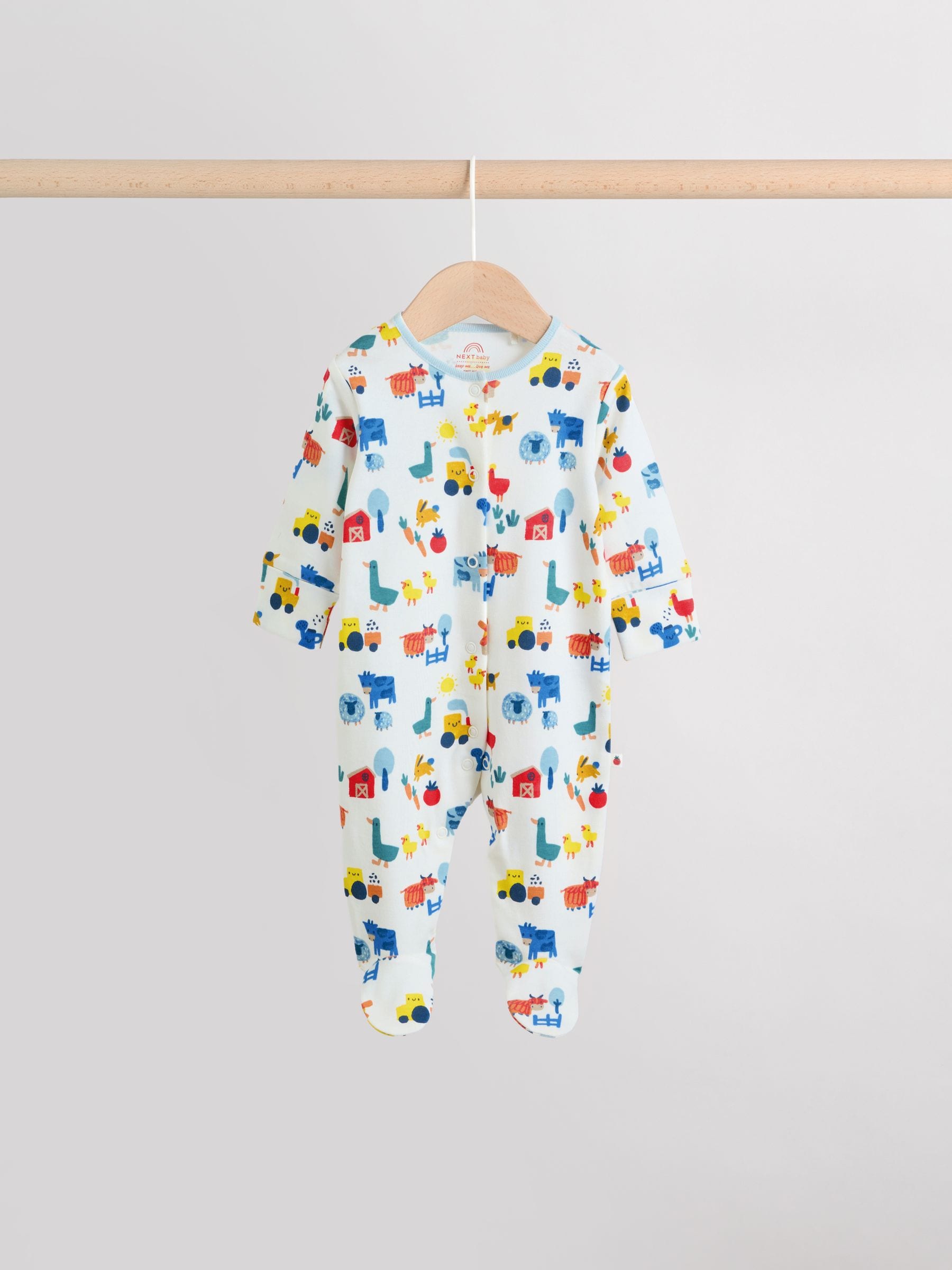 Multi Farm Baby Sleepsuits 3 Pack (0-2yrs) image 3