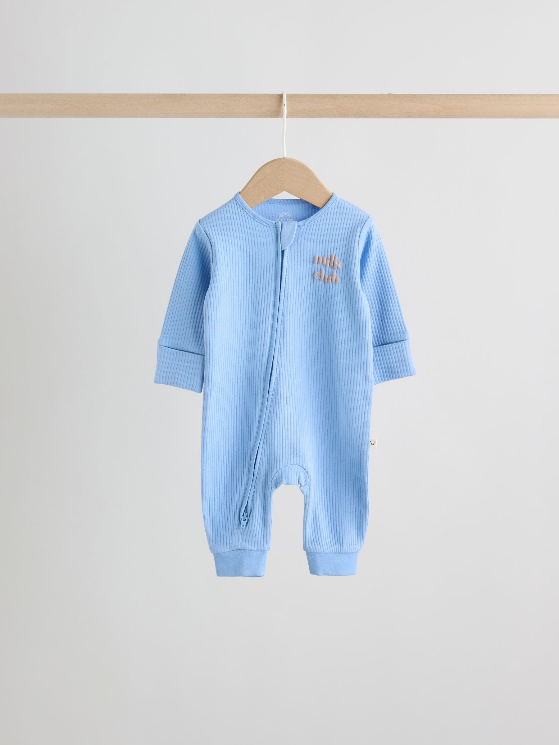 Blue Stripe Two Way Zip Baby Sleepsuits 3 Pack (0mths-3yrs) image 2