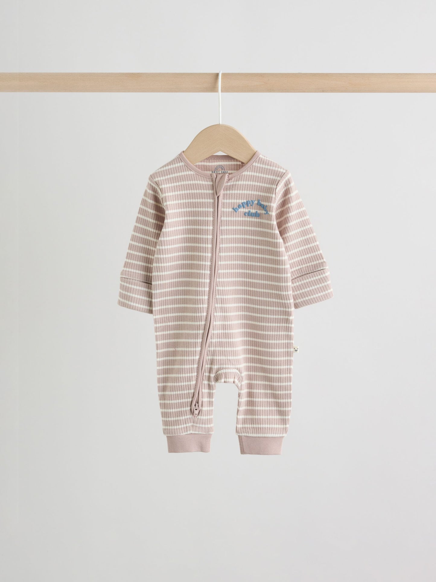Blue Stripe Two Way Zip Baby Sleepsuits 3 Pack (0mths-3yrs) image 4