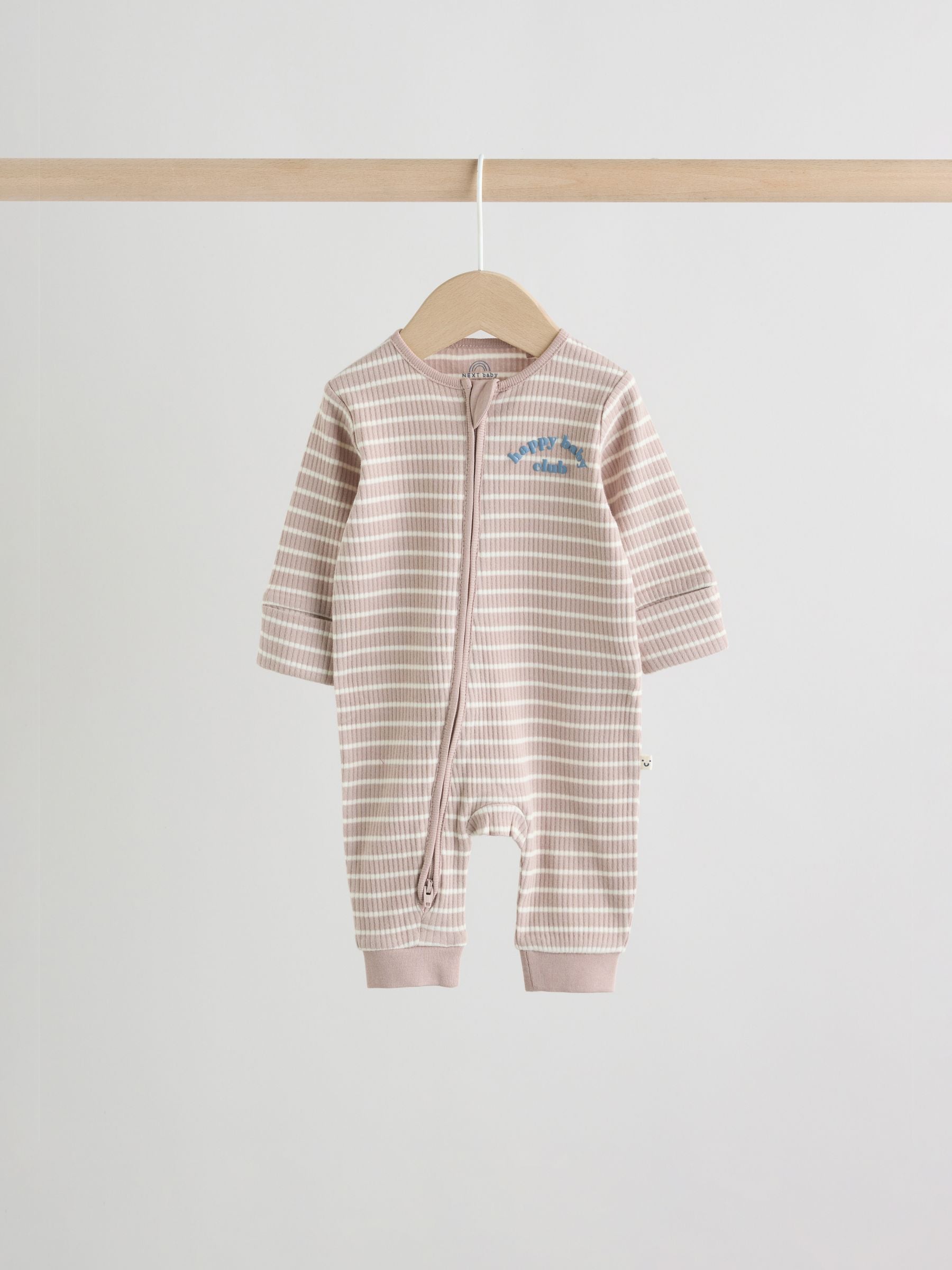 Blue Stripe Two Way Zip Baby Sleepsuits 3 Pack (0mths-3yrs) image 4