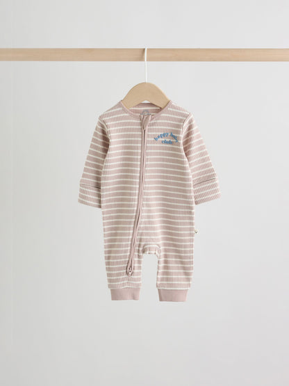 Blue Stripe Two Way Zip Baby Sleepsuits 3 Pack (0mths-3yrs) image 4