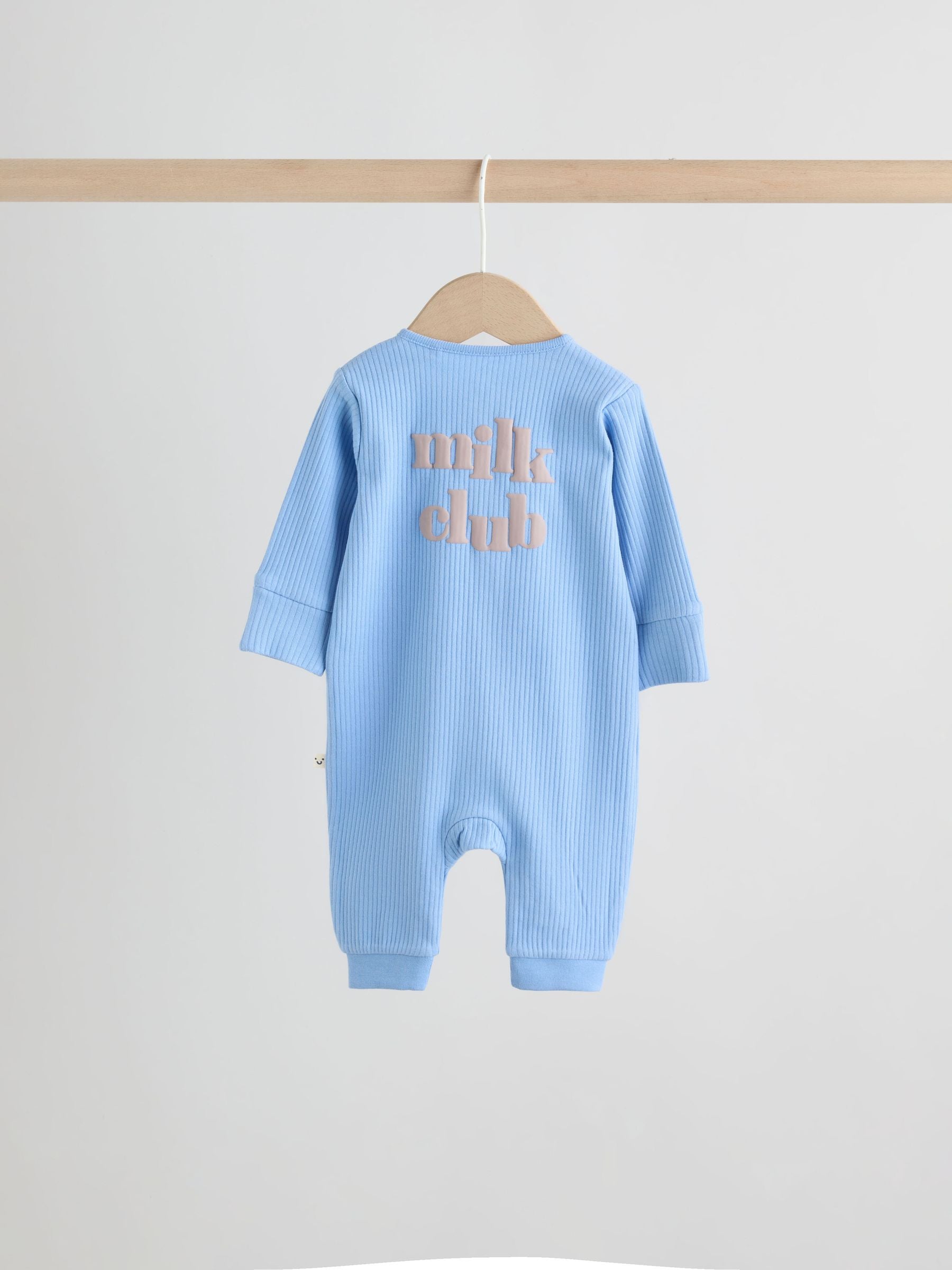 Blue Stripe Two Way Zip Baby Sleepsuits 3 Pack (0mths-3yrs) image 6