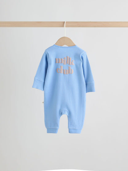 Blue Stripe Two Way Zip Baby Sleepsuits 3 Pack (0mths-3yrs) image 6