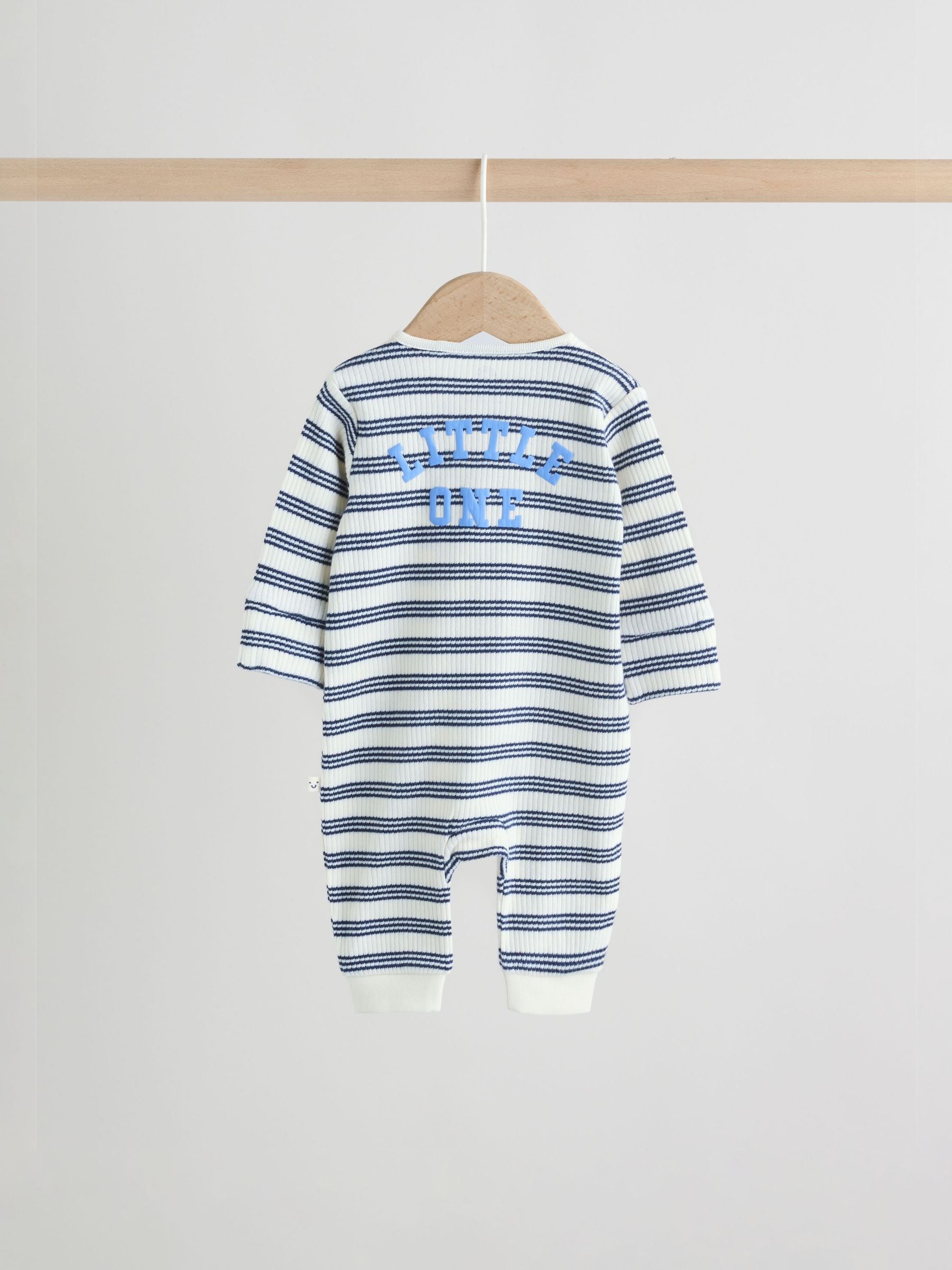 Blue Stripe Two Way Zip Baby Sleepsuits 3 Pack (0mths-3yrs) image 7