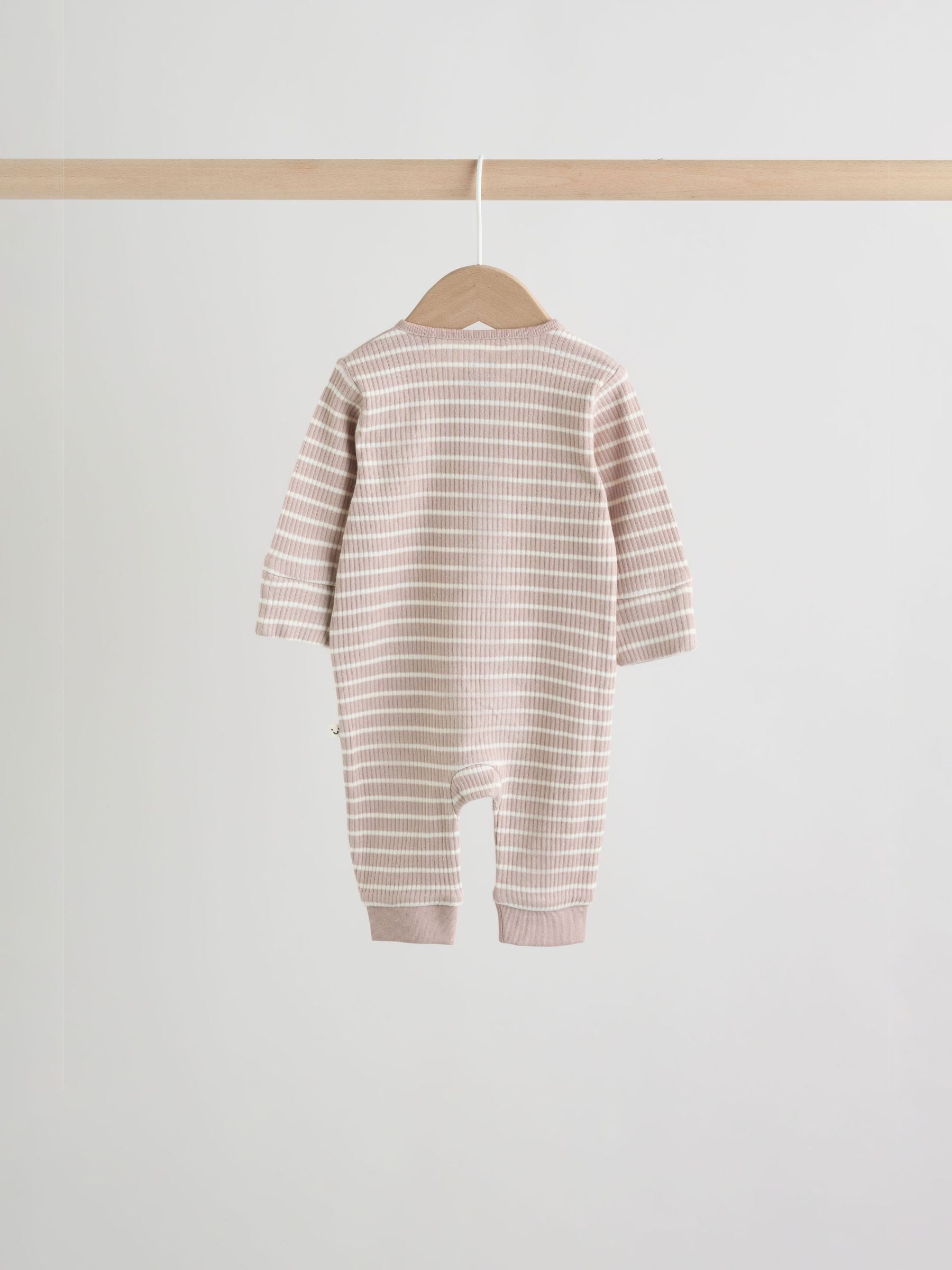 Blue Stripe Two Way Zip Baby Sleepsuits 3 Pack (0mths-3yrs) image 8