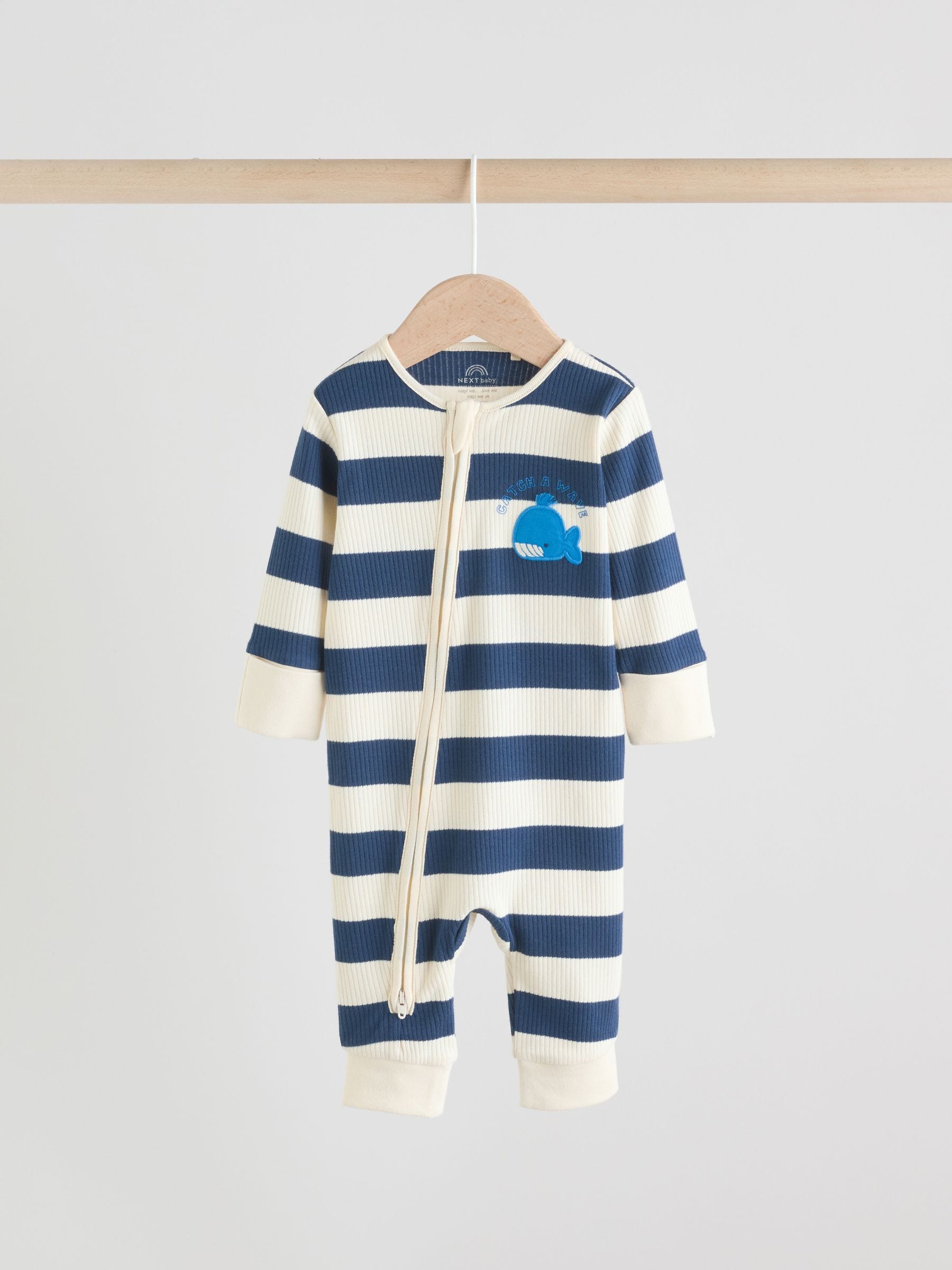 Blue Whale Two Way Zip Baby Sleepsuits 3 Pack (0mths-3yrs) image 3