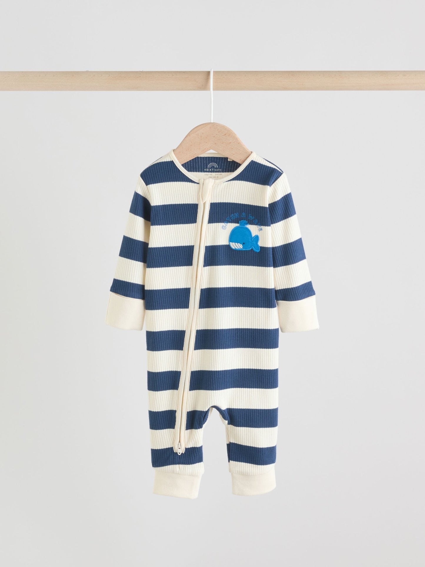 Blue Whale Two Way Zip Baby Sleepsuits 3 Pack (0mths-3yrs) image 3