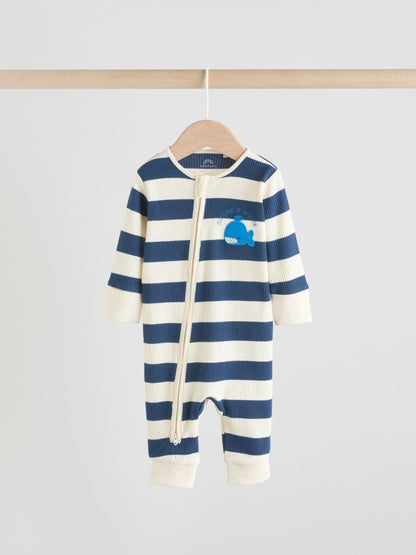Blue Whale Two Way Zip Baby Sleepsuits 3 Pack (0mths-3yrs) image 3