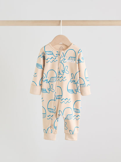 Blue Whale Two Way Zip Baby Sleepsuits 3 Pack (0mths-3yrs) image 4