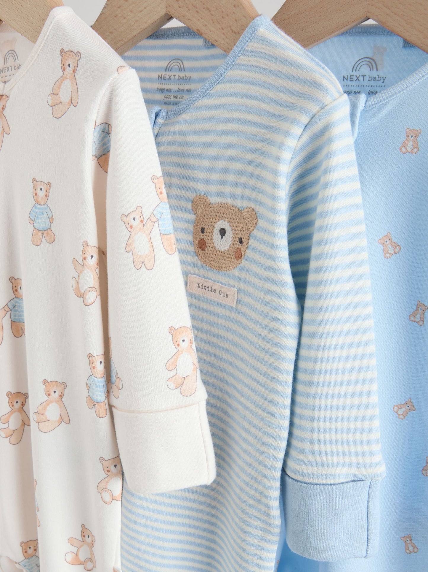Blue Bear Way Zip Baby Sleepsuits 3 Pack (0mths-3yrs) image 7