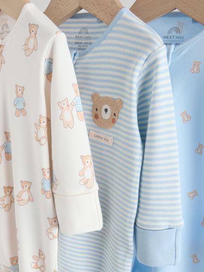 Blue Bear Way Zip Baby Sleepsuits 3 Pack (0mths-3yrs) image 7