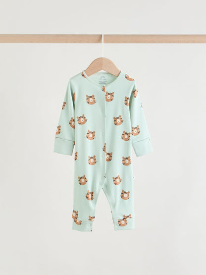 Multi Safari Animal Baby Sleepsuits 4 Pack (0mths-3yrs) image 3