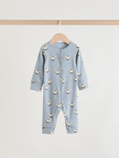 Multi Safari Animal Baby Sleepsuits 4 Pack (0mths-3yrs) image 4