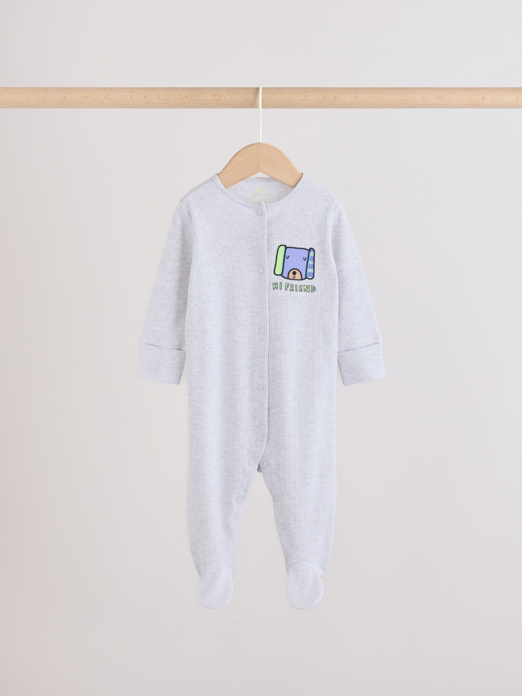 Blue Dog Two Way Zip Baby Sleepsuits 3 Pack (0mths-2yrs) image 2