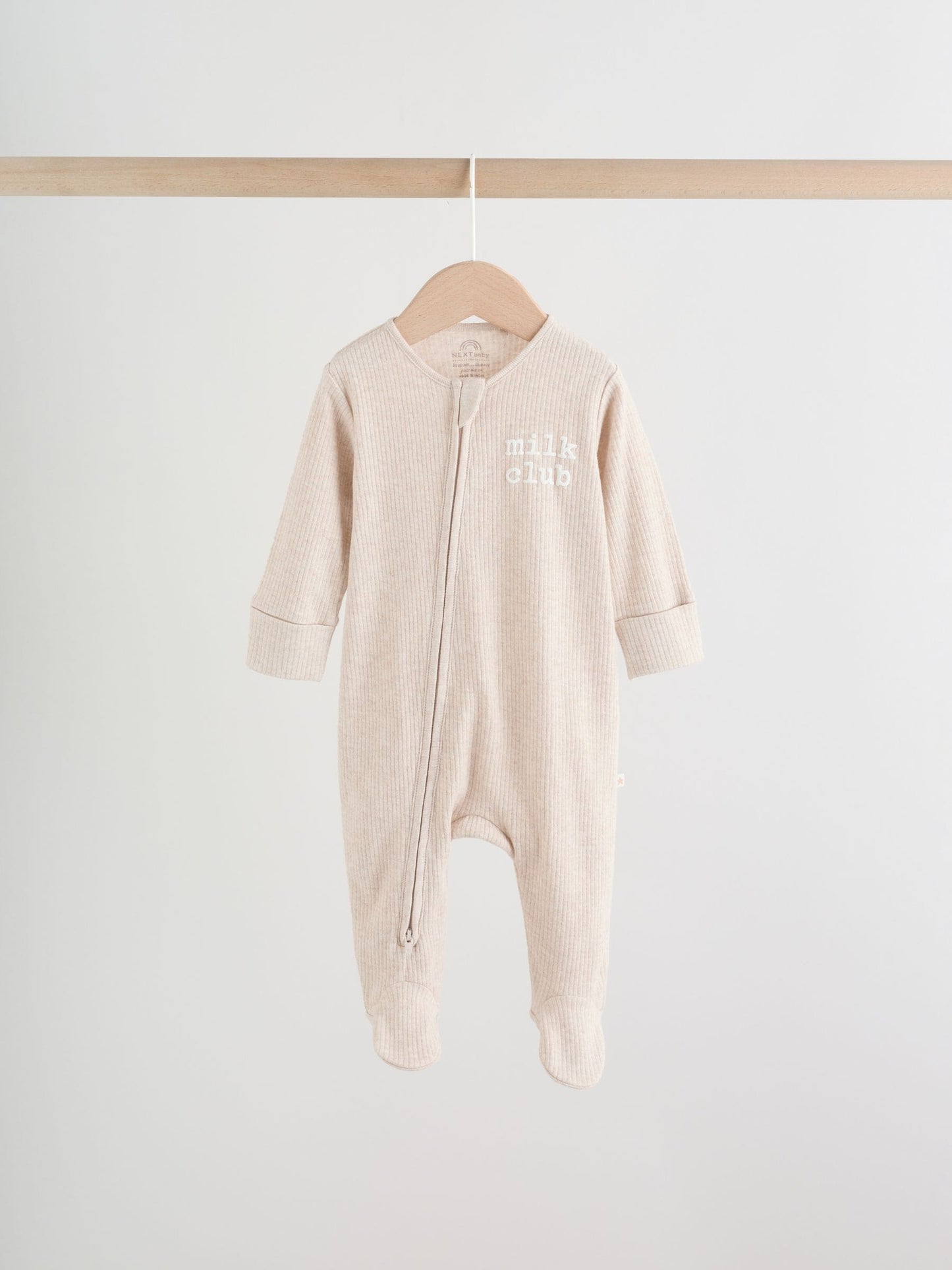 Neutral Milkclub Two Way Zip Baby Sleepsuits 3 Pack (0-2yrs) image 3