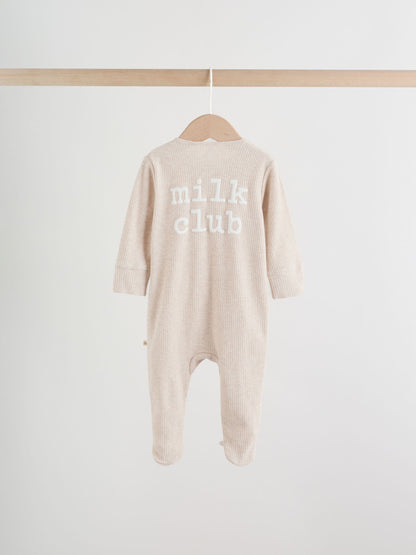 Neutral Milkclub Two Way Zip Baby Sleepsuits 3 Pack (0-2yrs) image 4