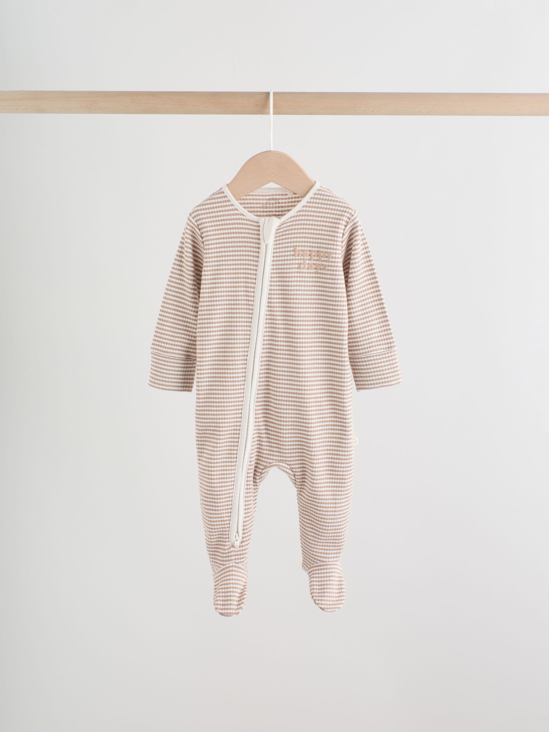 Neutral Milkclub Two Way Zip Baby Sleepsuits 3 Pack (0-2yrs) image 7