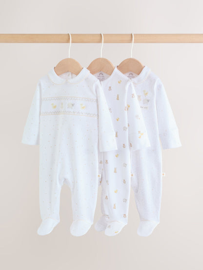 White Collar Baby Sleepsuits 3 Pack (0-2yrs) image 1