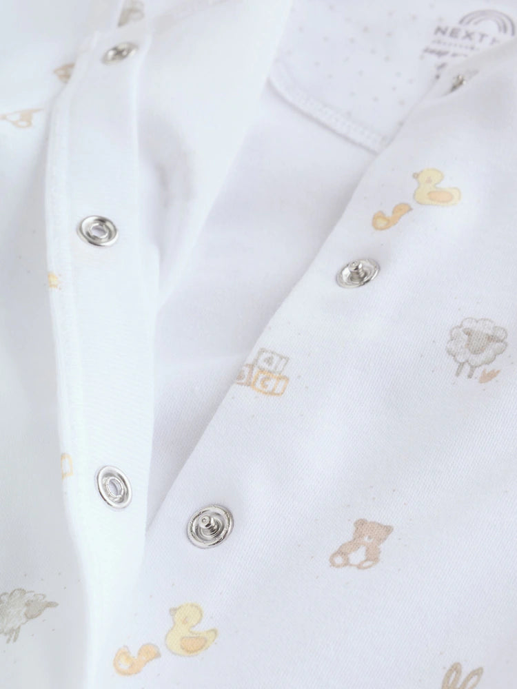 White Collar Baby Sleepsuits 3 Pack (0-2yrs)