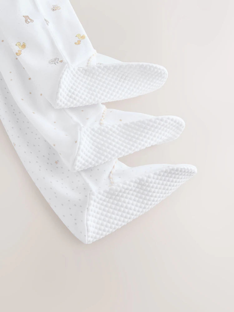 White Collar Baby Sleepsuits 3 Pack (0-2yrs)