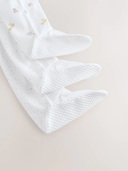 White Collar Baby Sleepsuits 3 Pack (0-2yrs)