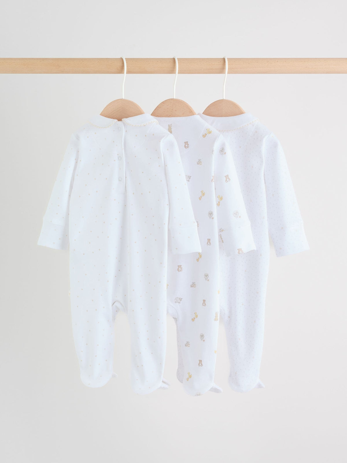 White Collar Baby Sleepsuits 3 Pack (0-2yrs) image 2