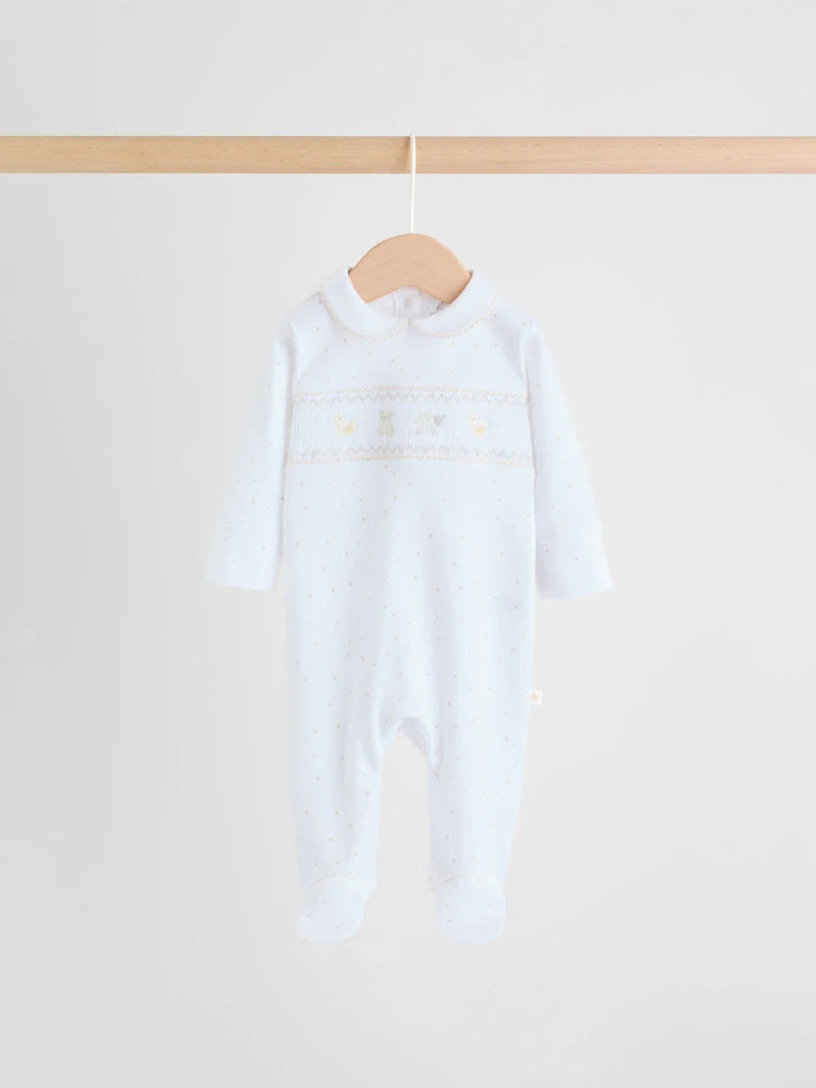 White Collar Baby Sleepsuits 3 Pack (0-2yrs)