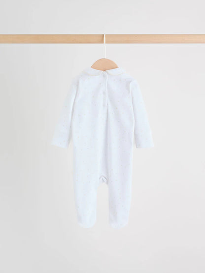 White Collar Baby Sleepsuits 3 Pack (0-2yrs)