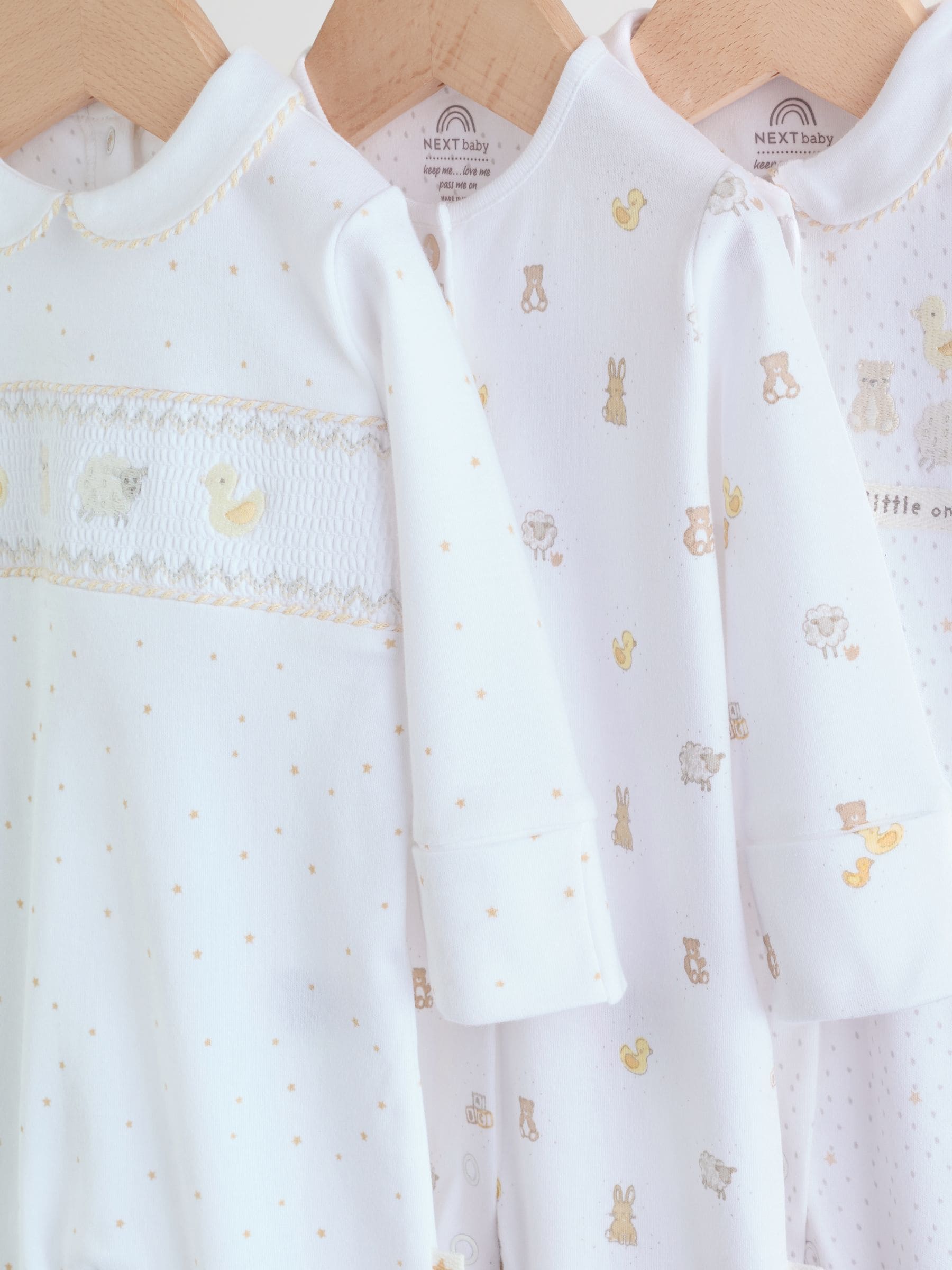 White Collar Baby Sleepsuits 3 Pack (0-2yrs) image 7