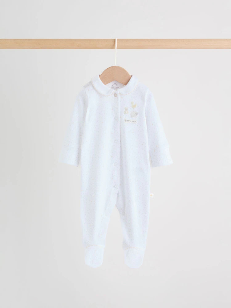 White Collar Baby Sleepsuits 3 Pack (0-2yrs)