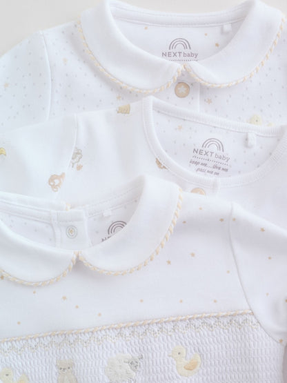 White Collar Baby Sleepsuits 3 Pack (0-2yrs)