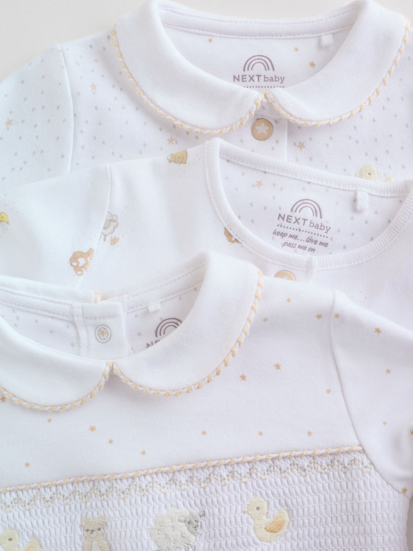 White Collar Baby Sleepsuits 3 Pack (0-2yrs) image 8