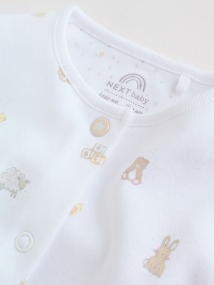 White Collar Baby Sleepsuits 3 Pack (0-2yrs)