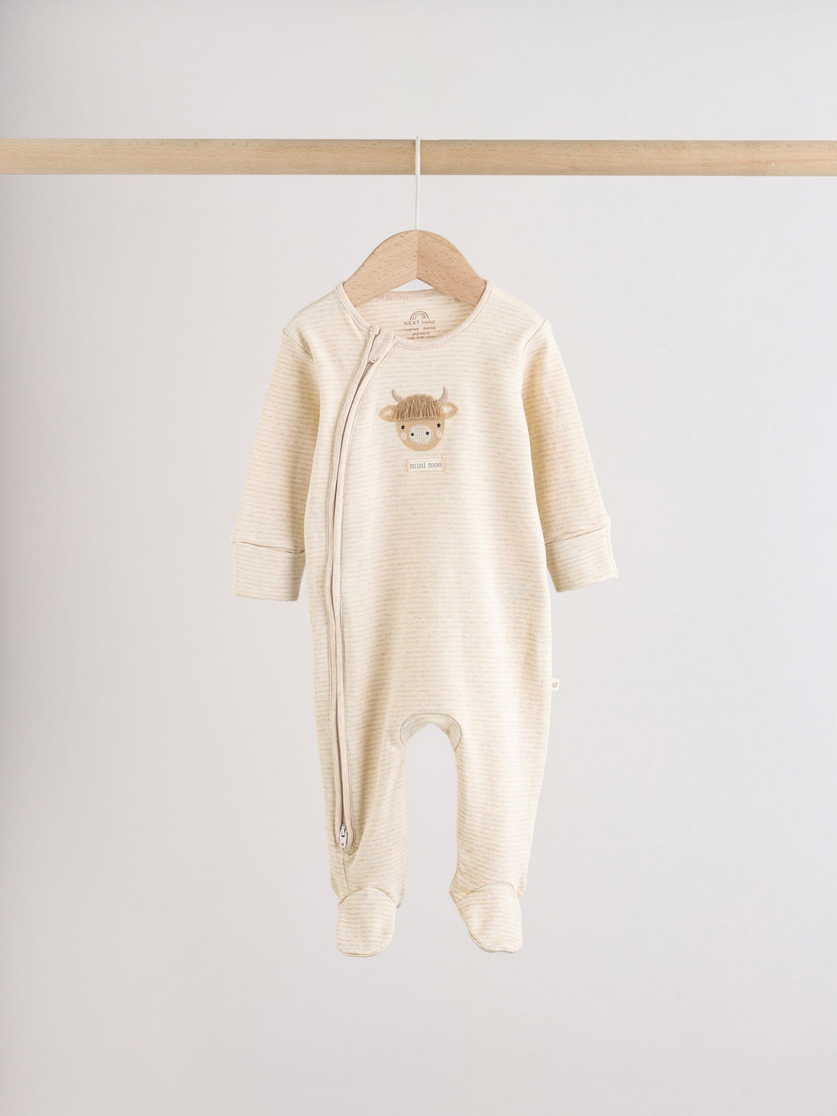 Neutral Hamish Two Way Zip Baby Sleepsuits 3 Pack (0-2yrs) image 7
