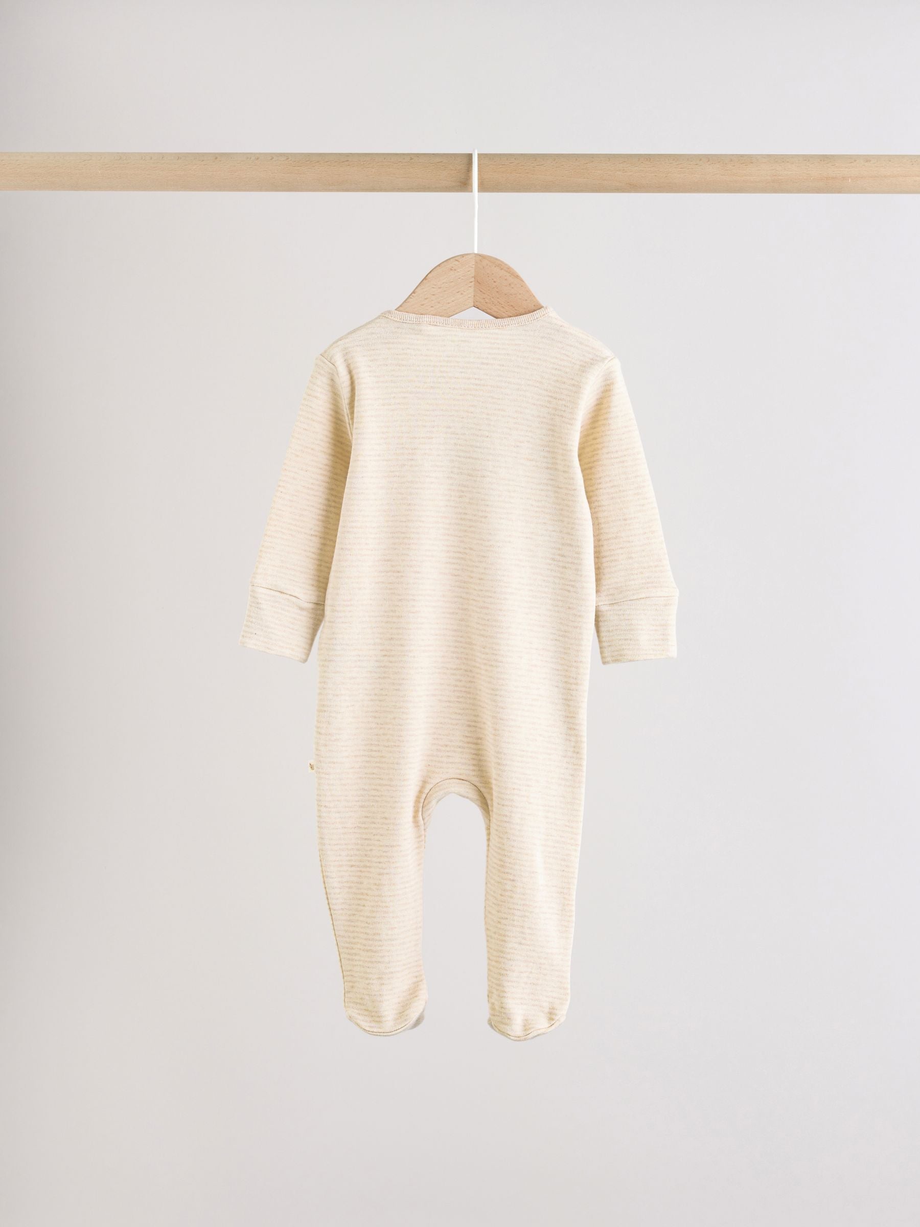 Neutral Hamish Two Way Zip Baby Sleepsuits 3 Pack (0-2yrs) image 8