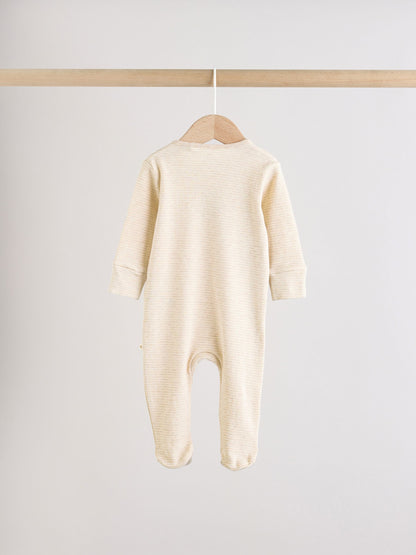 Neutral Hamish Two Way Zip Baby Sleepsuits 3 Pack (0-2yrs) image 8