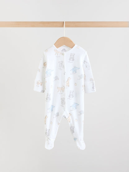 White Safari Baby Sleepsuits 3 Pack (0-2yrs) image 3