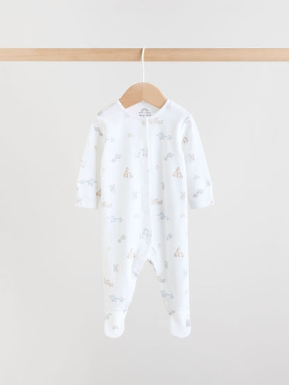 White Safari Baby Sleepsuits 3 Pack (0-2yrs) image 4