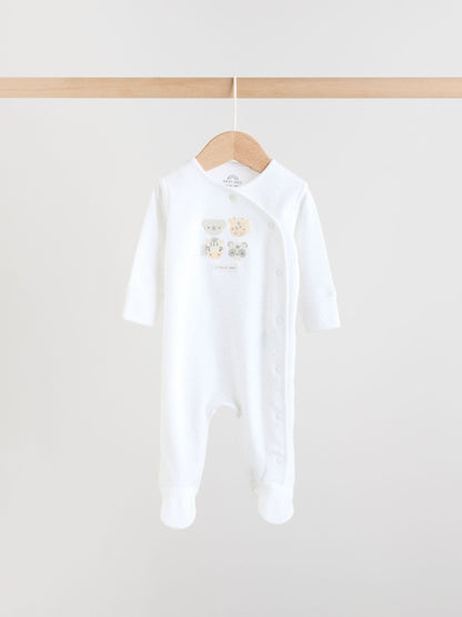 White Safari Baby Sleepsuits 3 Pack (0-2yrs) image 5